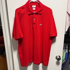 Lacoste Red Men’s Short Sleeve Polo with Crocodile Logo